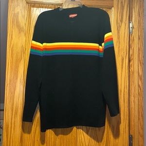 Vintage union bay rainbow stripe black sweater